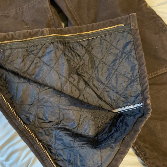 NWT Carhartt Men's Quilt Lined Bib Overall Brown 42x30 - Picture 3 of 4